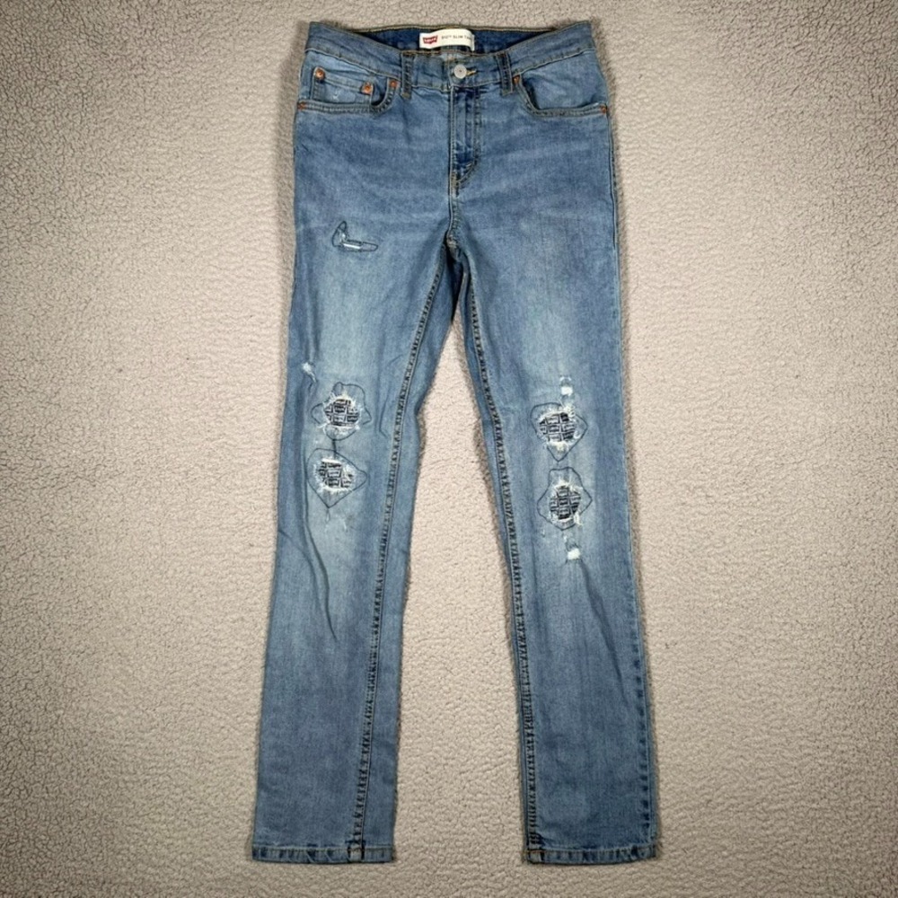Levis Jeans Womens 16 28x29 Blue 512 Slim Taper Distressed Denim 5 Pocket Preppy
